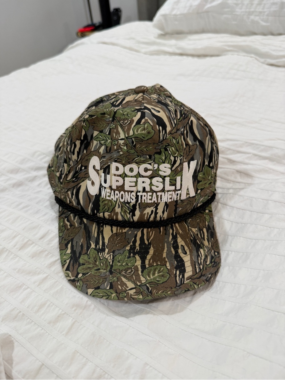 Vintage Doc’s SuperSlik Camo Snapback Hat Cobra Caps Rope Trucker